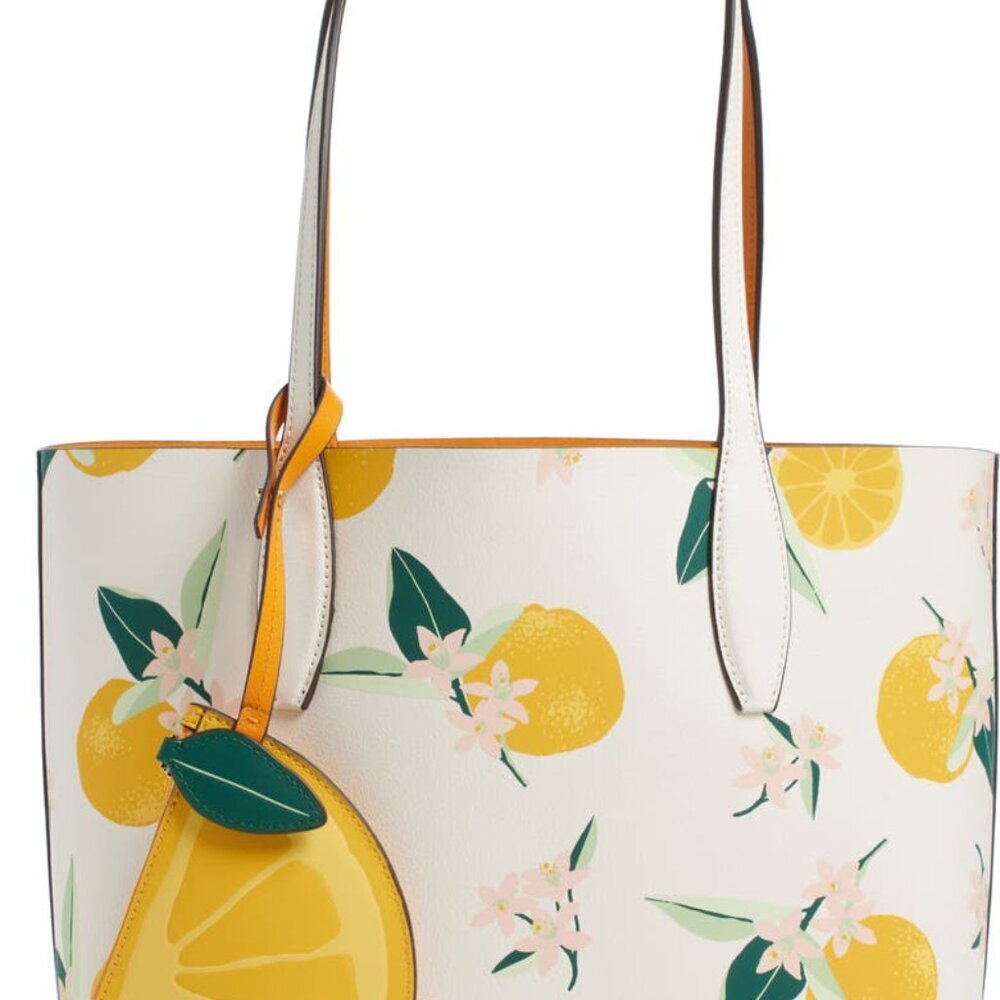 Kate Spade Lemon Print Tote - White and Yellow